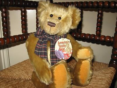 Gund Nesbit Americas Teddy Bear UK Gold Mohair Bear 15 Inch 15056 2001 New
