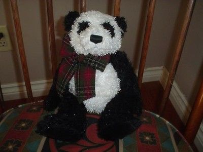Gund Heads & Tales Panda Bear Plush Stuffed Animal Soft Toy Plaid