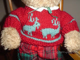 Ganz Christmas Euro Bear 1994 HX2010B Cloth Body Jumbo 19 In.