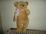 Antique German Thuringia Mohair Girl Bear Glass Eyes Jointed 18 Inch 1950s