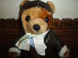Harrods Aviator Pilot Teddy Bear Vinyl Flight Suit 12" Retired London UK Vintage