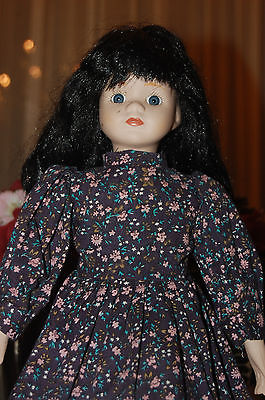 German Porcelain Porcelain Doll Black Hair Antique Large German