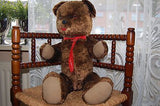 Antique Dutch Dark Brown Humpback Teddy Bear w Tongue 25 Inch Disc Jointed