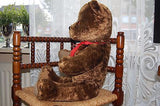 Antique Dutch Dark Brown Humpback Teddy Bear w Tongue 25 Inch Disc Jointed