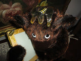 Artist Designed Brown BEAR with Bees & Picture Frame Rare OOAK Faux Mink 13"