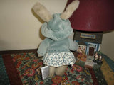 Bunny Rabbit Girl Plush Toy Handmade Grey Velvet Jacket & Hat CUTE !