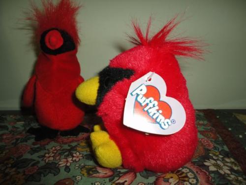 Puffkins CASEY CARDINAL Baby Bird 1994 MJC Stuffed Plush Ty Mac Cardinal 1999
