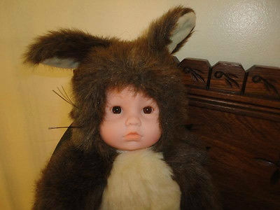 Anne Geddes Baby Doll Wearing Squirrel Outfit 15 inch Tall Unimax
