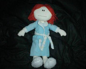 24K Cloth Rag Doll Mom of the Year Yarn Hair Blue Housecoat Vintage 1989