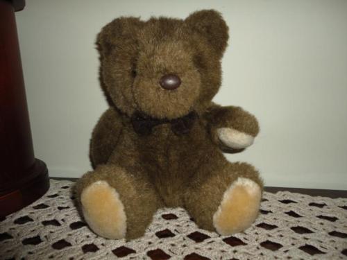 Ganz Heritage Vintage 1985 Brown Bear Velvet Bowtie 8 inch