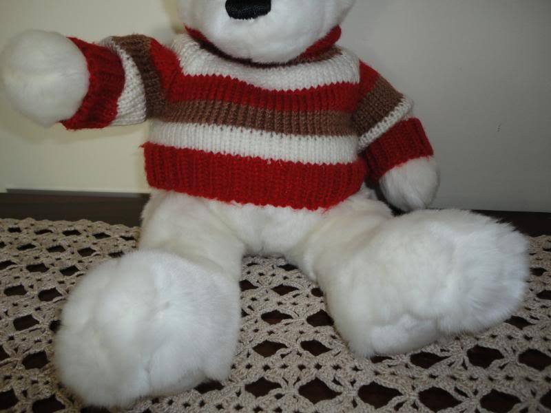 Gund 2001 Winter Polar Teddy Bear Knitted Striped Sweater