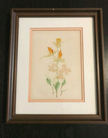 Original Floral Art Signed Watercolor Artist KOVACS 1985 Custom Framed 11