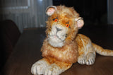 Antique Old Laying Young Lion Cub Silk Plush 1961 Kamar Japan