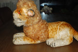 Antique Old Laying Young Lion Cub Silk Plush 1961 Kamar Japan