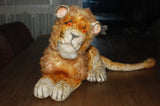 Antique Old Laying Young Lion Cub Silk Plush 1961 Kamar Japan