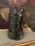 Black Bear in Tree Stump Carved Hand Painted Tea Light Holder One of a Kind NEW