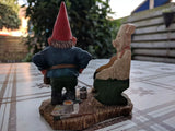 Rien Poortvliet Classic David the Gnome Kabouter Statue EVERT with Pig Chair