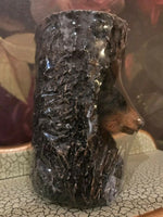 Black Bear in Tree Stump Carved Hand Painted Tea Light Holder One of a Kind NEW
