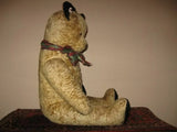 Antique 1930s Dutch Van Gelden Disc Jointed Teddy Bear Gold Black Jumbo 28 Inch