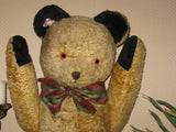 Antique 1930s Dutch Van Gelden Disc Jointed Teddy Bear Gold Black Jumbo 28 Inch