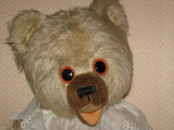 Vintage European Baby Bear Long Mohair Felt Disk Eyes