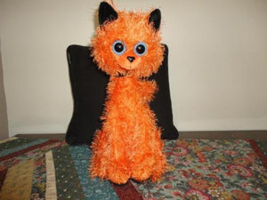 HALLOWEEN CAT Schurman Google Eyes Orange Plush Black Velvet RARE