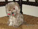 Antique Fechter Austria 1950s Old Gray Mohair Dog Sitting Rare 6 Inch 10070