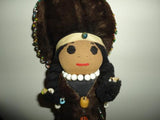 Native Indian Baby Doll Real Beaver Fur Papoose Leather Handcrafted