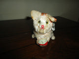 Antique Tin Wind Up Mechanical Tabby Cat Ball Japan Silk Plush Glass Eyes Works