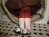 Vintage Peruvian Doll Holding Babies and Llama One of a Kind Handmade 13 inch