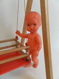 Vintage ES Germany Doll with Beechwood Baby Swing Set Wooden Duck