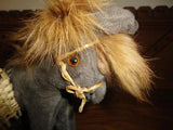 Antique 1950s Jays Made in Ireland DONKEY Toy 6 Inch Real Fur Mane Glass Eyes