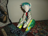 OOAK Handmade ELF GNOME Cotton Doll Jointed Poseable Handpainted