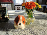 Antique Spaniel Dog Orange and Beige Mohair