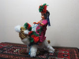 Peru Lady Doll Riding a Lama or Llama Plush Handmade 1980s Rare