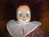 Vintage Handpainted Clown Cloth Doll 12 inch