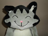 Large Stuffed Plush Funny CAT 14 Inch Grey Black White