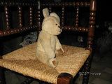 Antique 1950s UK Beige Mohair Teddy Bear Jointed Wood Fibers Glass Eyes 13 Inch