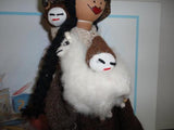 Vintage Peruvian Doll Holding Babies and Llama One of a Kind Handmade 13 inch