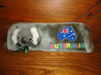 Koala Australia Map Zippered PENCIL CASE / PURSE Furry Souvenir Happy Memories