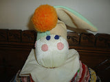 Vintage Handmade Cloth Fabric CLOWN DOLL One of a Kind 17 inch