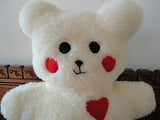 Vintage Flat Cream Wooly Bear with Felt Heart 15 inch