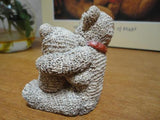 Vintage Father Bear with Baby Boy Son Reading Book Painted Carved Stone Figurine