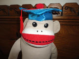 Sock Monkey Sitting 13 Inch Burlap Soft Stuffed Graduation 2012