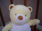 Tangerine Press Yellow Velvet Baby Bear Toy Plush 7"