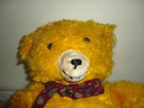 Antique 1950s Yellow Center Seam Teddy Bear Plush 18in Working Growler Felt Paws