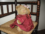 Anna Club Plush Leather Tag Line Brown Girl Teddy Bear 14 Inch Netherlands 1992