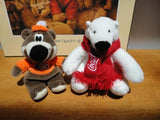 Coca Cola Polar Bear & A&W Teddy Bear Lot of 2 Cute Collectibles