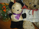 Antique 1940's Button Eyed Bear and Panda Lot of 2 Teddy Bears 13 In. Silk Plush