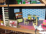 Old Vintage Dutch Holland Sio Doll House w Miniatures & Furniture